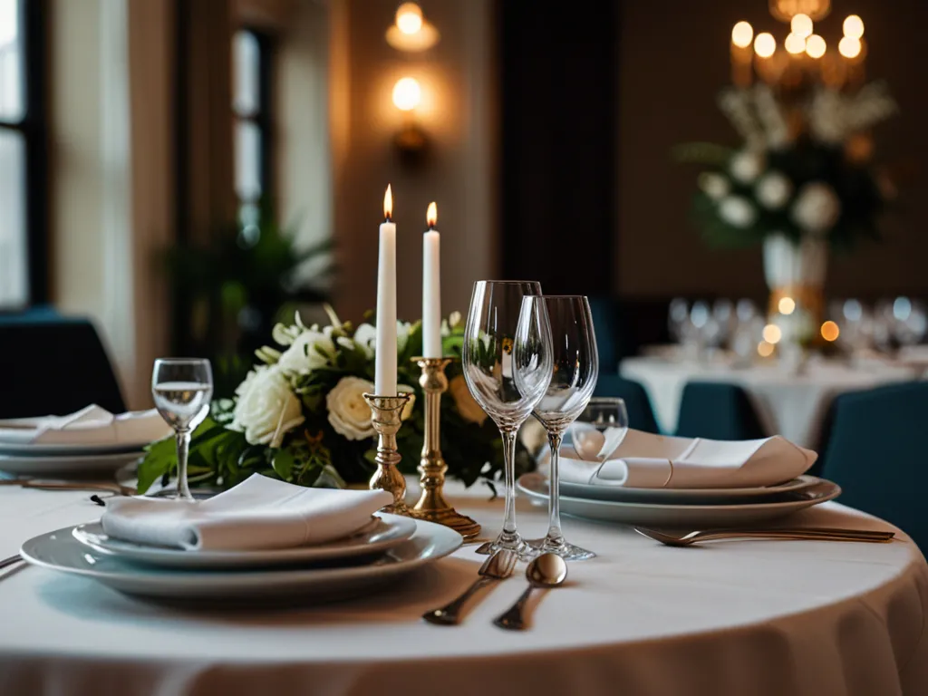 Elegant företagsfest med festlig dukning