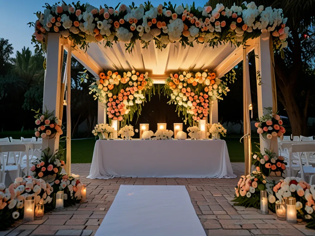 Vacker bröllopsdekoration med blommor
